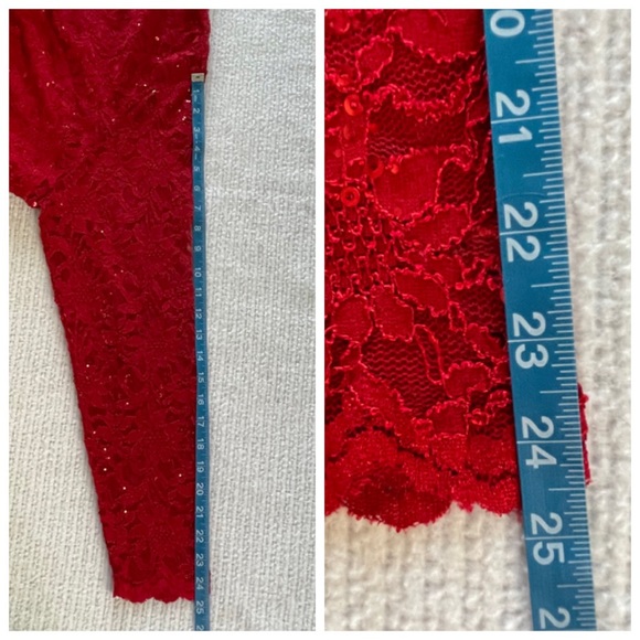 BLU SAGE Red Sequins Floral Lace Women’s Midi Dress Size 20W - Picture 15 of 15